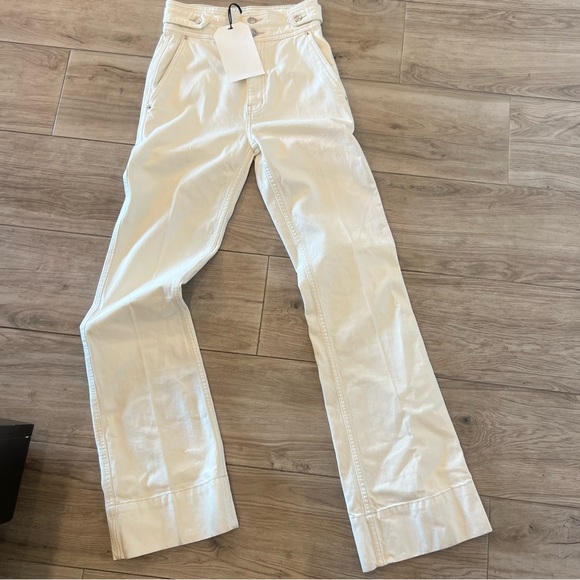 CURRENT ELLIOTT The Significant Other Wash Out Cream Wide Leg Trouser Jeans NWT - Picture 3 of 6